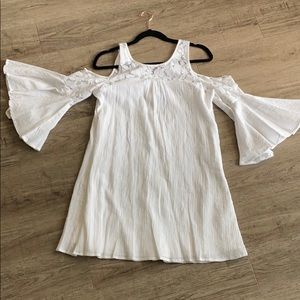 White cold shoulder dress